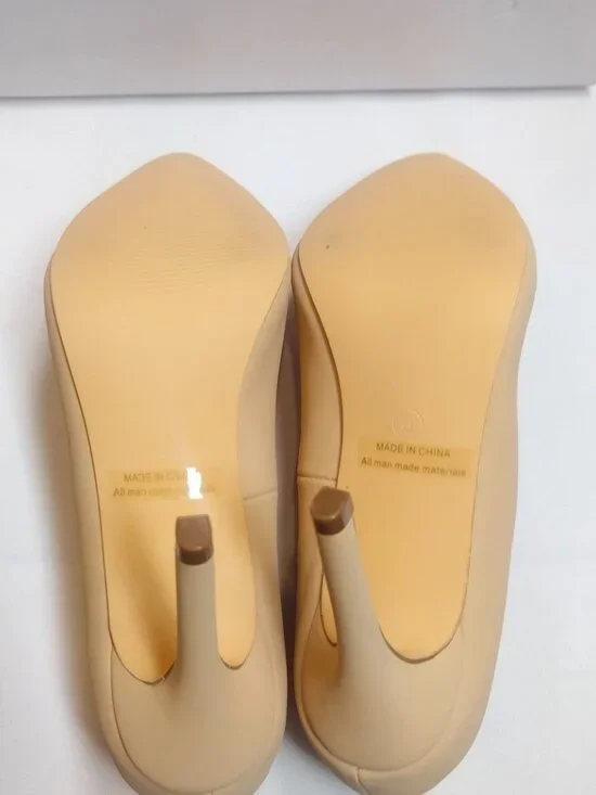 Dream Pairs Christian-New-W Nude Nubuck Pointed Toe Pumps Heels - Picture 7 of 8